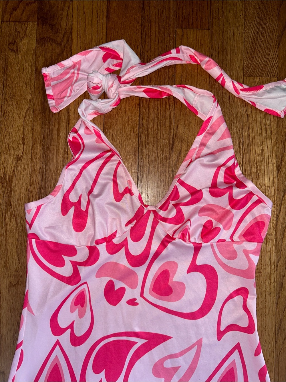 Love Sign Pink Retro Heart Halter Midi Dress NWOT size Medium - Picture 5 of 8